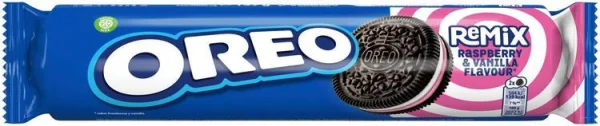 Печиво сендвіч Шоколадне Oreo Remix Raspberry Vanilla Flavour Орео подвійне з кремом Ваніль та Малина Ремікс 10шт 157г - 1