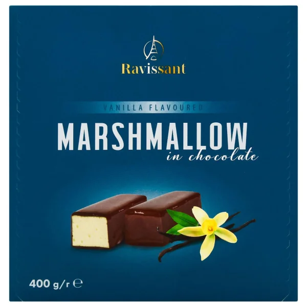 Шоколадні цукерки Зефір в чорному шоколаді Ravissant Marshmellow in Chocolate Vanilla Flavoured Равісант Маршмеллоу з ваніллю 400г - 1