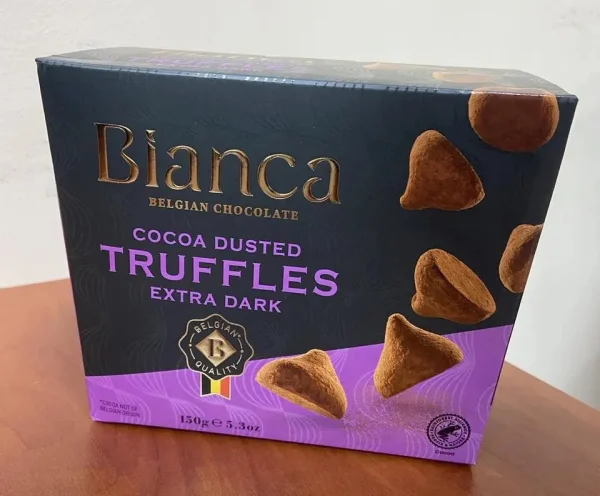 Цукерки трюфель Бельгійській шоколад Bianca Belgian chocolate Cocoa Dusted Truffles Extra dark Бьянка Екстра чорний 12шт 150г - 1