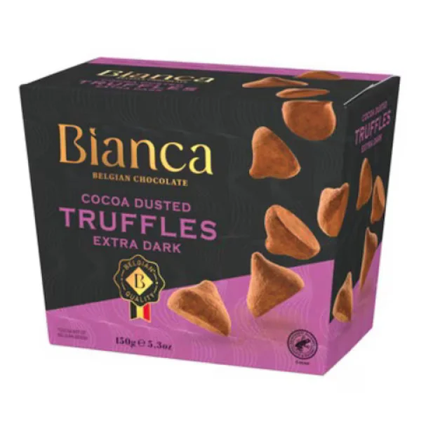 Цукерки трюфель Бельгійській шоколад Bianca Belgian chocolate Cocoa Dusted Truffles Extra dark Бьянка Екстра чорний 12шт 150г - 2