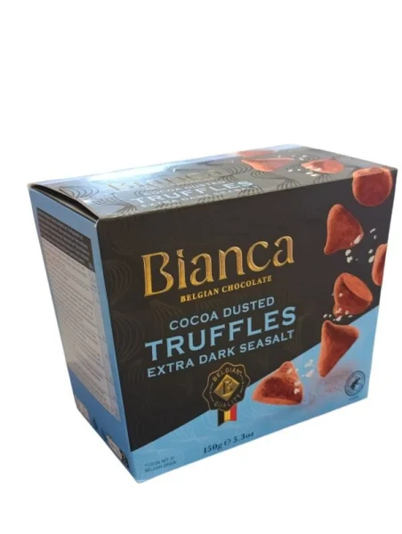 Цукерки трюфель Бельгійській шоколад Bianca Belgian chocolate Truffles Extra dark Seasalt Екстра чорний з Морською сіллю 12шт 150г - 2