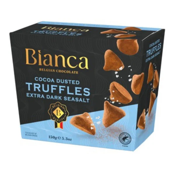 Цукерки трюфель Бельгійській шоколад Bianca Belgian chocolate Truffles Extra dark Seasalt Екстра чорний з Морською сіллю 12шт 150г - 3