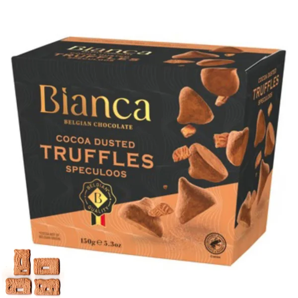 Цукерки трюфель Бельгійській шоколад Bianca Belgian chocolate Truffles Speculoos Екстра чорний з печивом Спекулос 12шт 150г - 1