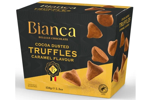 Цукерки трюфель Бельгійській шоколад Bianca Belgian chocolate Truffles Caramel Flavour чорний Карамель 12шт 150г - 1