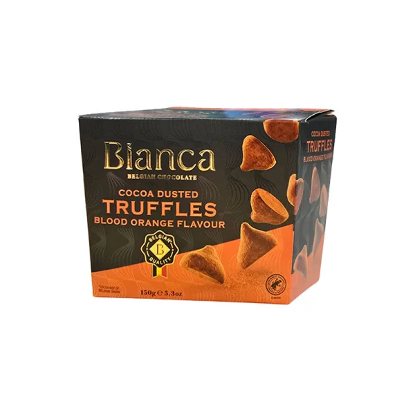 Цукерки трюфель Бельгійській шоколад Bianca Belgian chocolate Truffles Blood Orange Flavour чорний Кривавий апельсин 12шт 150г - 1