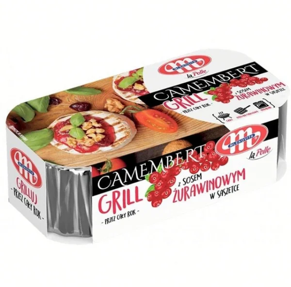 Сир із білою Цвіллю Mlekovita La Polle Camembert Grill z Sosem Zurawinowym Камамбер з соусом Журавлини Гріль 2шт 230г - 1