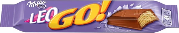 Вафлі батончик Шоколадні Milka Leo Go mini Мілка Лео гоу міні плитка з лісовим горіхом 48г - 1