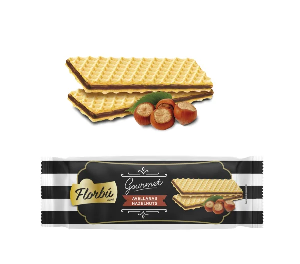 Вафлі світлі Florbu Gourmet Barquillo Avellanas Hazelnut Флорбу крем лісові горіхи з шоколадом 150г - 1