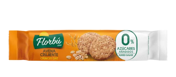 Печиво без Цукру Florbu Avena Crujiente Crunchy Oat Sugar Free Флорбу цільнозернове Вівсяне з Злаками 8шт 150г - 2