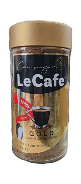 Набір Кава розчинна з Ложкою Le Cafe Compagnic Gold Smooth Aromatic 100% pure Coffee Лекафе Голд арабіка Гранули 200г - 2