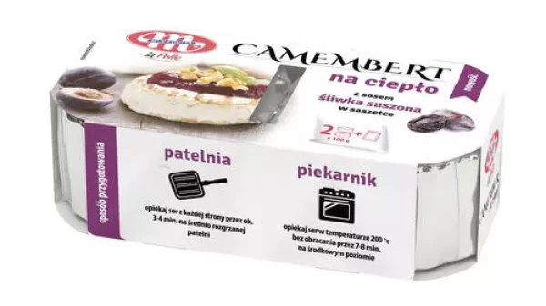Сир із білою Цвіллю Mlekovita La Polle Camembert na ciepło z Sosem śliwka suszona Камамбер з соусом сушена Слива 2шт 230г - 2