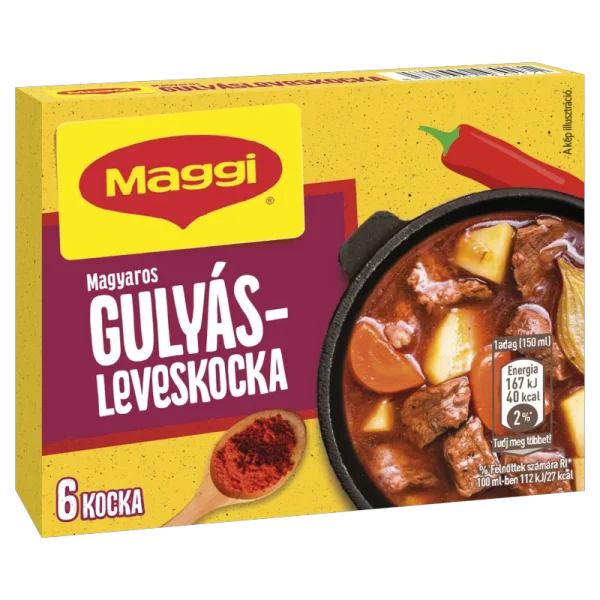 Кубики для Бульйону папріка Maggi Gulyas Leveskocka Маггі Гуляш Левеш приправа Солодка з червоним перцем 6шт 60г - 1