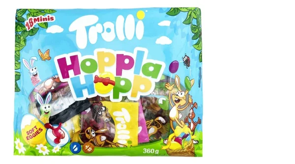 Цукерки желейні Trolli Hoppla Hopp Soft Eggies Minis Mix Тролі Хопла Хоп Мініс мікс фруктові Асорті 18шт 360г - 2