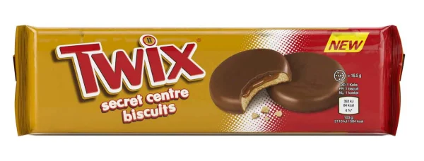 Печиво з нугою Twix Secret Centre biscuits Твікс Секретний Центр Бісквіт карамель в молочному шоколаді 4шт 132г - 1