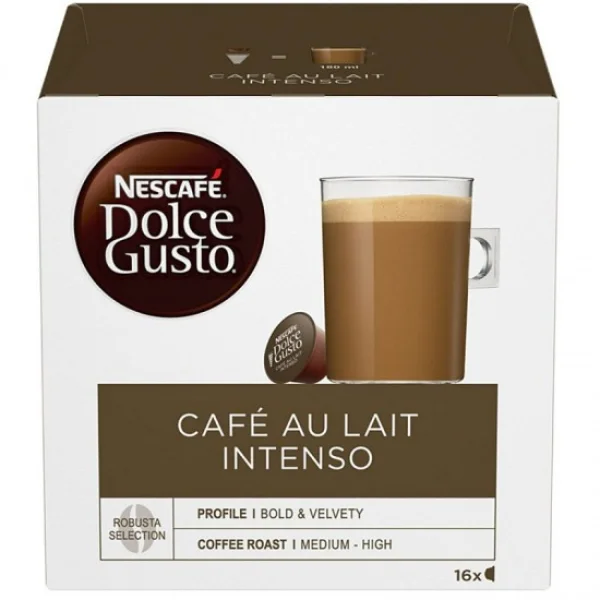 Кава мелена в Капсулах Nescafe Dolce Gusto Cafe Au Lait Intenso Bold Velvety Robusta Нескафе міцний оксамитовий 16шт 425г - 1
