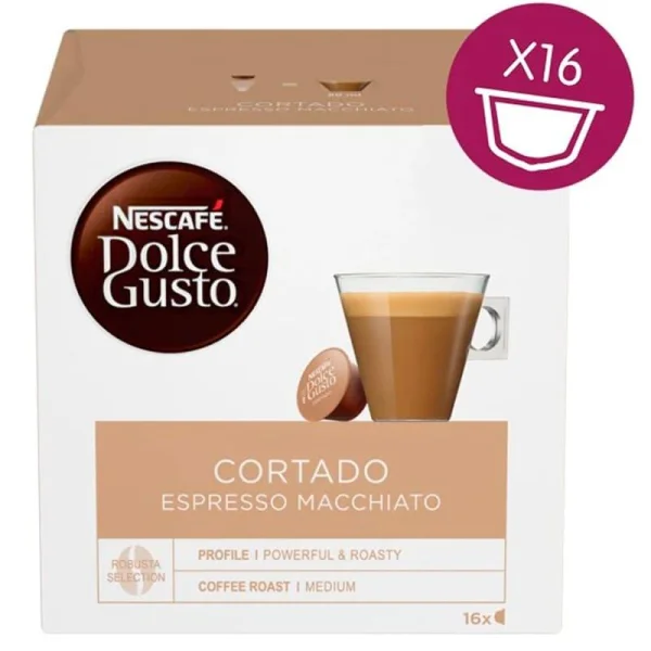 Кава мелена в Капсулах Nescafe Dolce Gusto Cortado Espresso Macchiato Robusta Нескафе середній Еспресо макіято 16шт 425г - 1