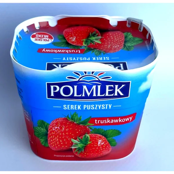 Сир вершковий Polmlek Serek Puszysty Truskawkovy Capresi Полмлек Капрезі Сирок десертний творожний з Полуницею Стакан 150г - 1