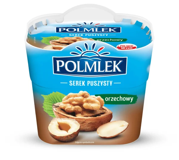 Сир вершковий Polmlek Serek Puszysty Orzehovy Capresi Полмлек Капрезі Сирок десертний творожний з Горіхами Стакан 150г - 1