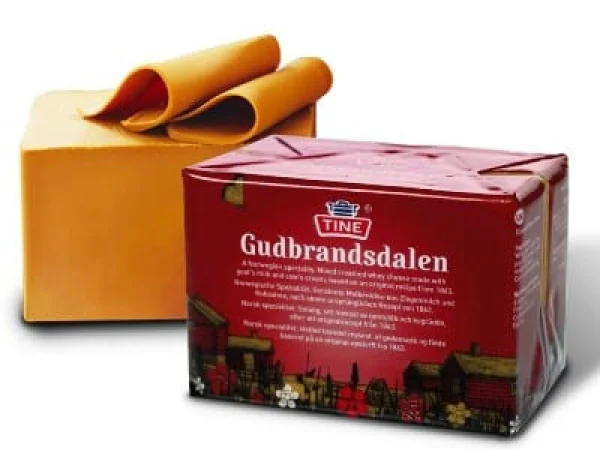 Сир норвежський Карамельний Tine Gudbrandsdalen Fudge Gjetost Гудбрандсайлен сир Брюност Фадж ірисовий Козячий 250г - 1