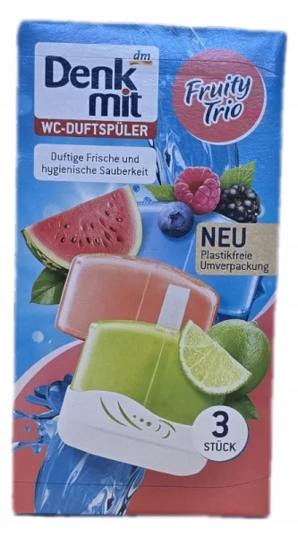 Підвіска Ароматичний блок для очистки унітазу Denkmit WC DuftSpuler Fruity Trio ДенкМіт Фруктове Тріо Лайм Кавун Лісові Ягоди 3шт - 2