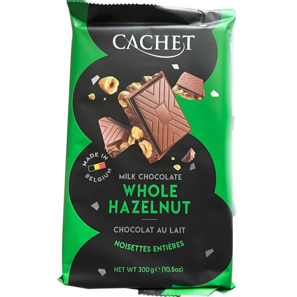 Шоколад Преміум молочний Cachet Whole Hazelnut Milk Chocolate Кашет з цілими лісовими горіхами 300г - 1