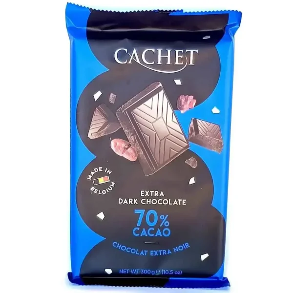 Шоколад Преміум темний Cachet Extra Dark Chocolate 70% Кашет екстра Чорний 300г - 1