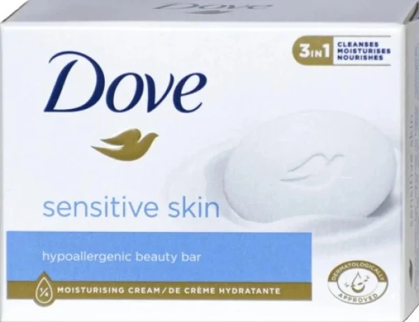 Мило-крем кускове Dove Sensitive skin 3in1 Moisturising Cream bar Hypoallergenic Дав 3в1 для Чутливої шкіри Гіпоалергенне 90г - 1