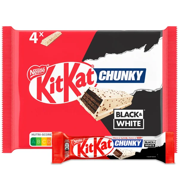Вафлі Шоколадні KitKat Chunky Black&White КітКат Сендвіч Білий шоколад з Какао кремом 4шт 168г - 1
