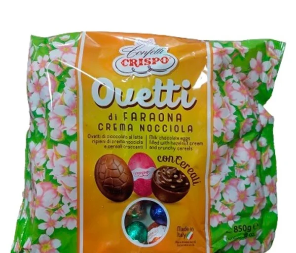 Яйця Шоколадні Великодні Confetti Crispo Ovetti di Faraona crema Nocciola Кріспо Оветті Пасхальні в фользі Асорті Пакет 30шт 850г - 3