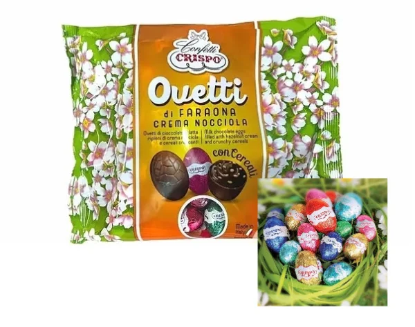 Яйця Шоколадні Великодні Confetti Crispo Ovetti di Faraona crema Nocciola Кріспо Оветті Пасхальні в фользі Асорті Пакет 30шт 850г - 1