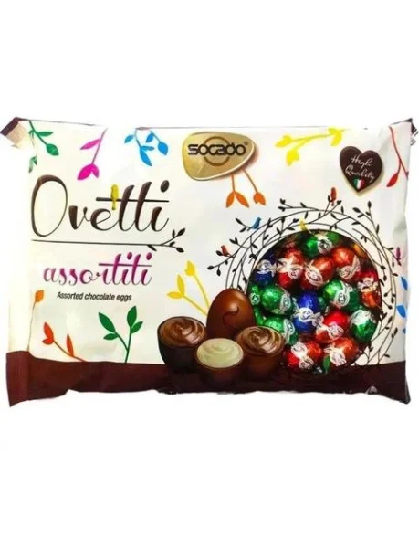 Яйця Шоколадні Великодні Socado Ovetti Assortiti Chocolate Eggs Сокадо Оветті Пасхальні в фользі Асорті Пакет 450г - 1