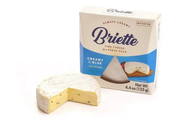 Сир із голубою Цвіллю Briette Creamy&Blue Fine Cheese Lastose free Бріет полутвердий дозрілий Круглий 125г - 1