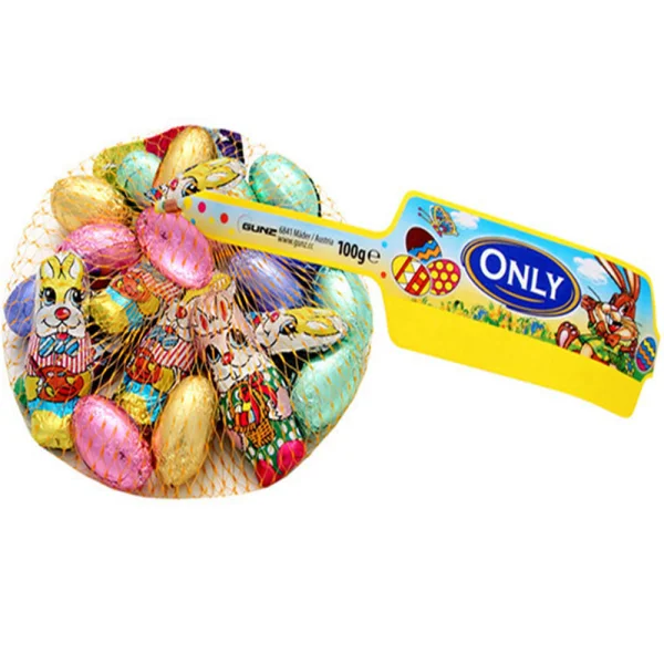 Шоколад Пасхальні Зайчики та Яйця Набір Only Easter Mix Онлі Мікс молочний шоколад в фользі Сіточка 84г - 1