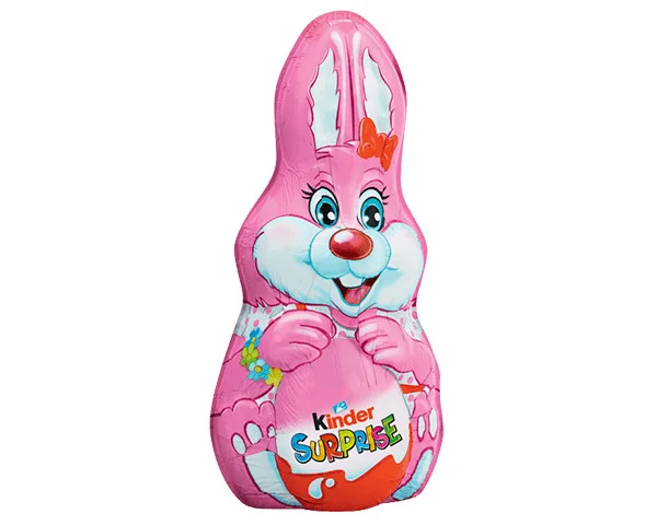 Шоколадна фігурка Пасхальний Зайчик з іграшкою Kinder Surprise Easter Bunny Girl Pink Кіндер сюрприз молочний шоколад 75г - 2