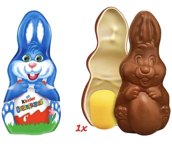 Шоколадна фігурка Пасхальний Зайчик з іграшкою Kinder Surprise Easter Bunny Boy Blue Кіндер сюрприз молочний шоколад Хлопчик 75г - 1