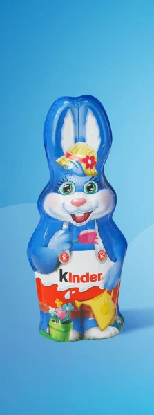 Шоколадна фігурка Пасхальний Зайчик без іграшки Kinder Easter Bunny Hat Кіндер сюрприз молочний шоколад з Шапкою 55г - 1