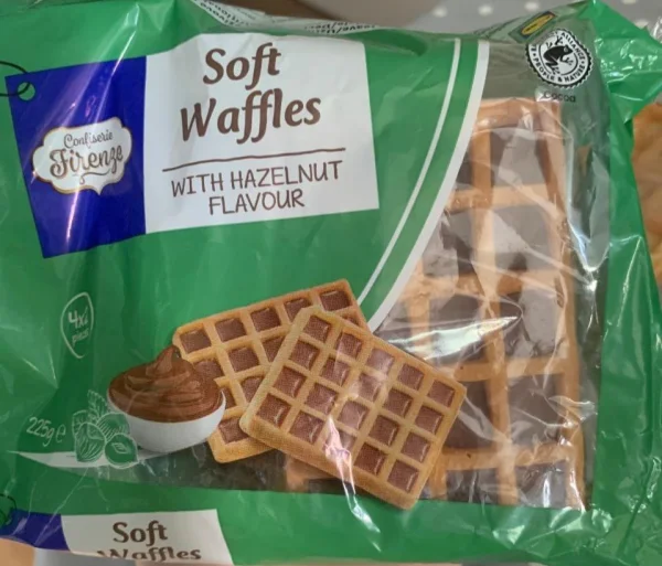 Бельгійські вафлі Confiserie Firenze Waffles Gofry Hazelnut Flavour 8шт Конфізеріє Фірензе шоколадний кремом горіх Полосаті 225г - 2