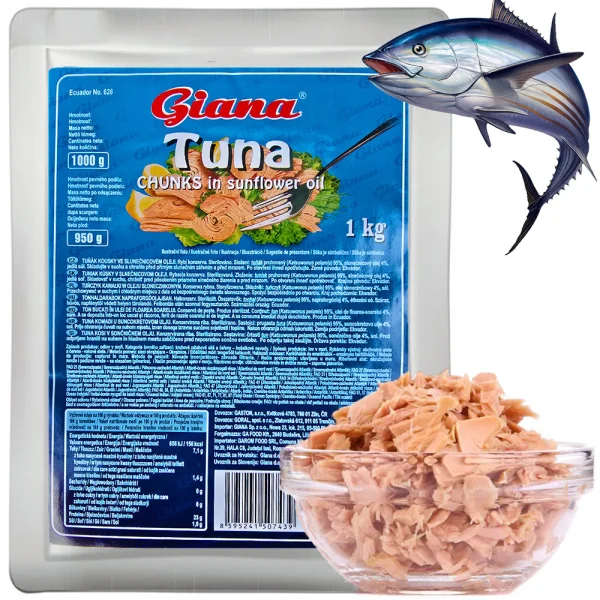 Тунець шматочками Giana Chunks in Sunflower oil Джіана в соняшниковій олії Бігпак 1000г - 1