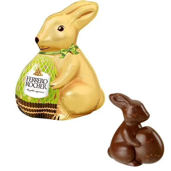 Шоколадна фігурка Пасхальний Зайчик Ferrero Rocher Easter Bunny Boy Pink Фереро Роше молочний шоколад з горішками Хлопчик 100г - 1