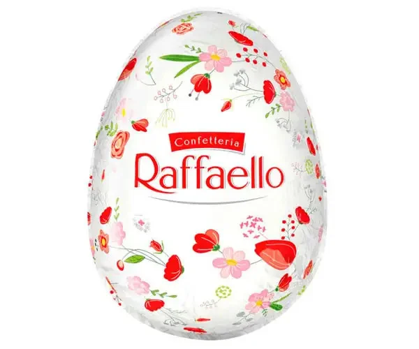 Яйце шоколадне Великоднє Raffaello Confetteria Easter Egg Big Рафаело Пасхальне Білий шоколад Кокос мигдаль в фользі Велике 100г - 2