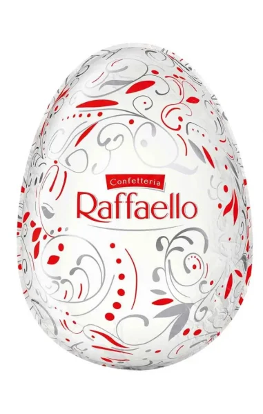 Яйце шоколадне Великоднє Raffaello Confetteria Easter Tojas Big Рафаело Пасхальне Білий шоколад Кокос мигдаль в фользі Велике 100г - 1