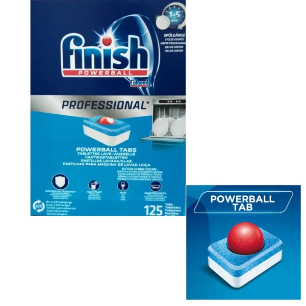 Таблетки для посудомийних машин Finish Professional PowerBall Tabs Calgonit Фініш професійні капсули з Калгонітом 125шт 1200г - 1