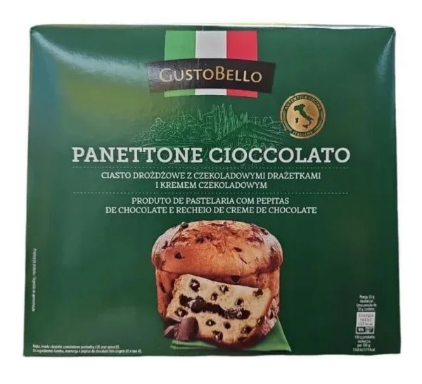Панетоне GustoBello Panettone ГустоБелло з шоколадною крихтою та шоколадним Кремом 750г - 1