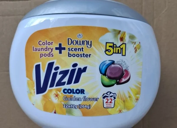 Капсули для прання з Downy підсилення Аромату Колор Vizir Color Laundry pods Downy scent booster Golden Flower Візір 5в1 Бокс 22шт - 1