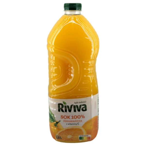 Сік апельсиновий Riviva Sok 100% Pomarancza z witamina C Рівіва натуральний з вітаміном С Мініканістра 2800мл - 1
