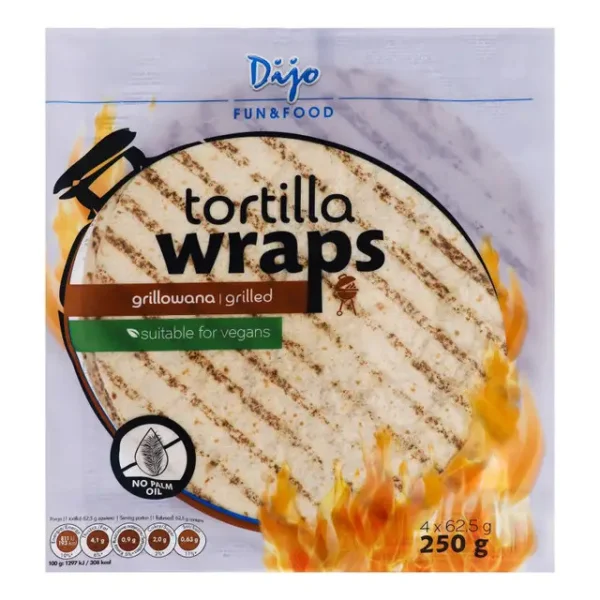 Хлібці Тортилья Пшеничні гріль Dijo Fun&Food Tortilla Wraps Діджо млинці круглі 4шт 250г - 2