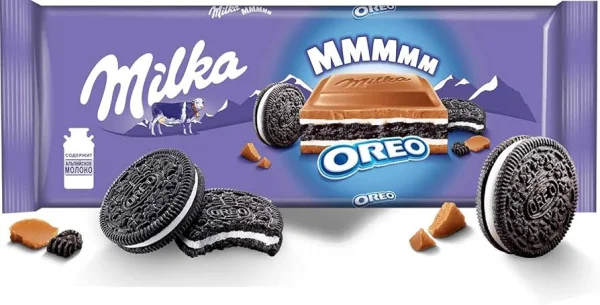 Шоколад плитка Milka Oreo Chocolate Bar MMMm Мілка сендвіч молочний шоколад з Орео 300г - 1