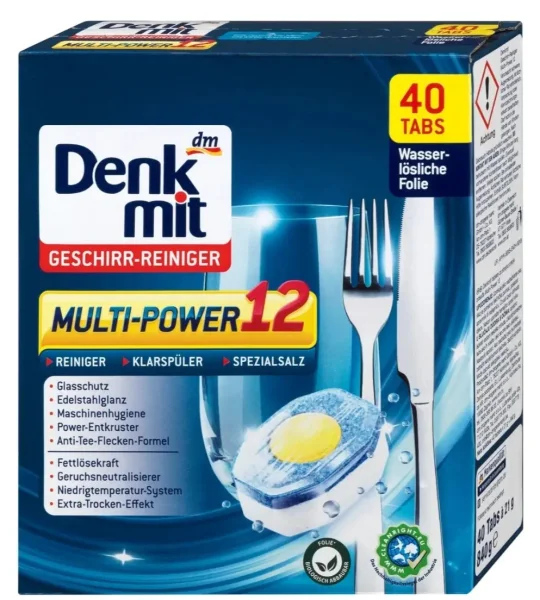Капсули для Посудомийних машин Denkmit Geschirr Reiniger Multi Power 12 Денкміт таблетки Мультисила Безфосфатні 40шт 840г - 1