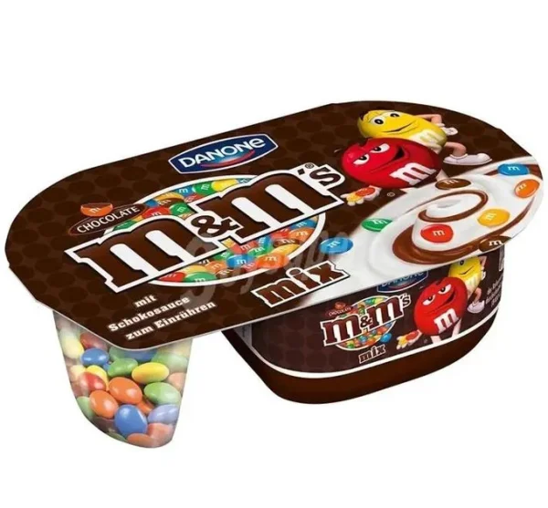 Набір Йогурт та М&Мс драже Danone M&Ms Chocolate Mix Данон Молочний Мікс з шоколадним кремом Стакан двохсекційний 120г - 1