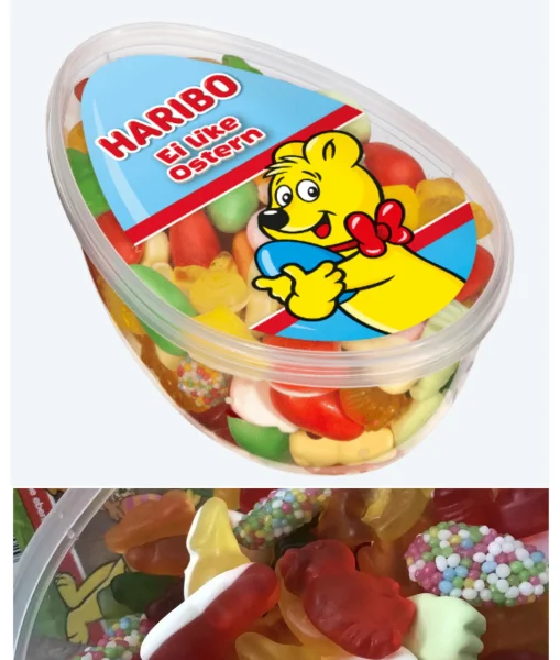 Цукерки желейні Великодні Haribo Osterei Ei like Ostern Fruit Mix Харібо жувальні Фруктовий мікс пластиковий Бокс Яйце 600г - 1